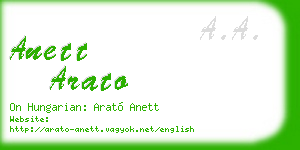 anett arato business card